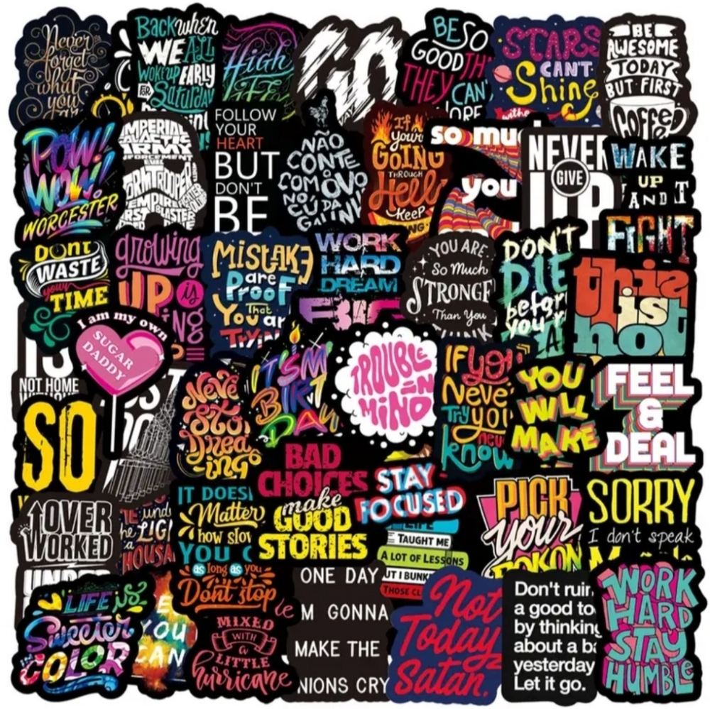 50 Stickers | No Repeats | Glossy Finish | Durable | Waterproof | Reusable - Picture 1 of 12